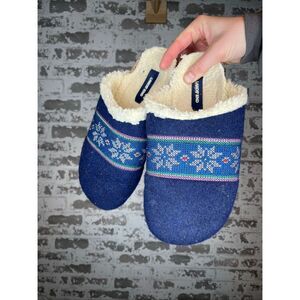 Lands end | blue Sherpa lined slippers